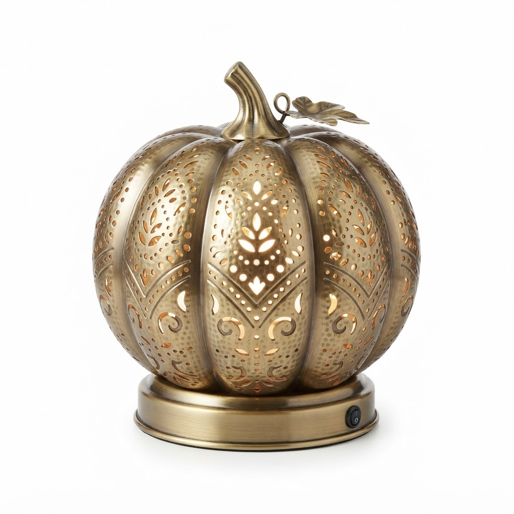 Brass LED Pumpkin Accent Lamp