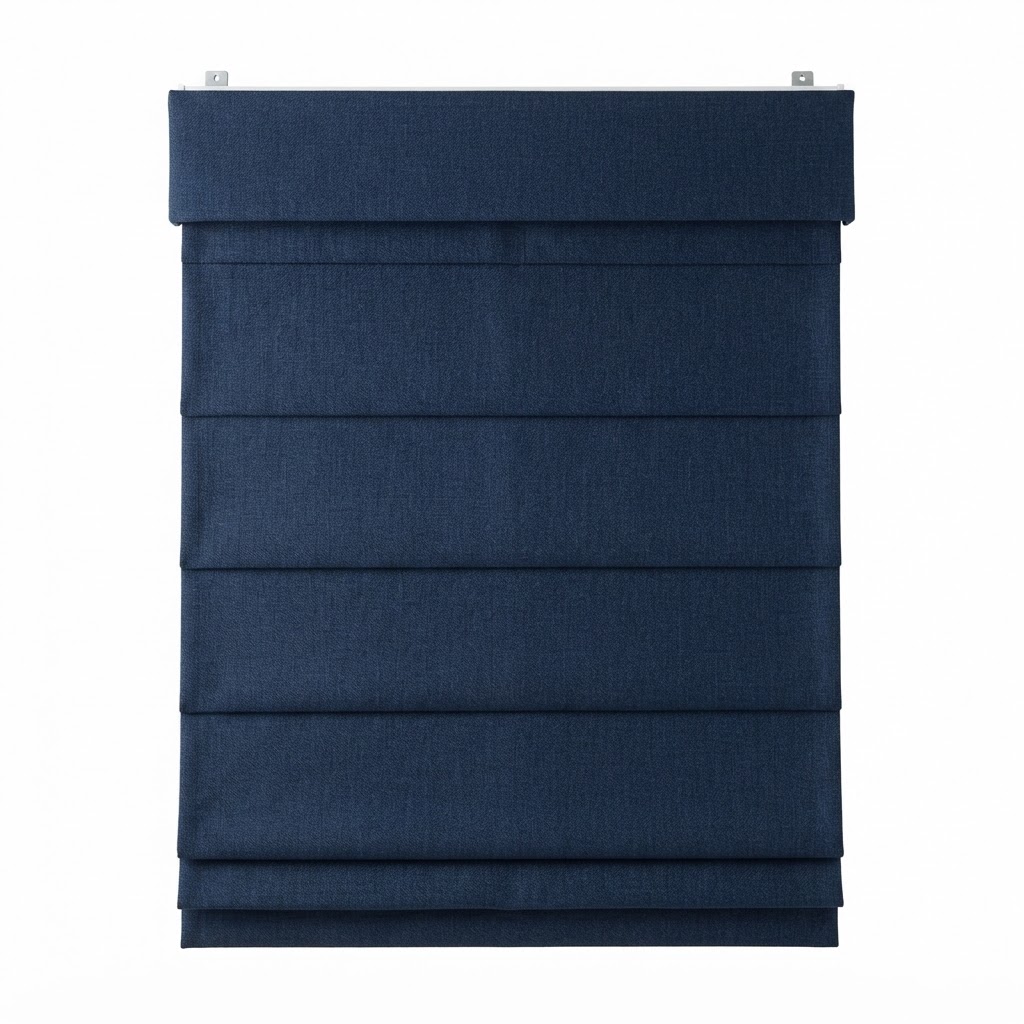 Navy Fabric Roman Shade