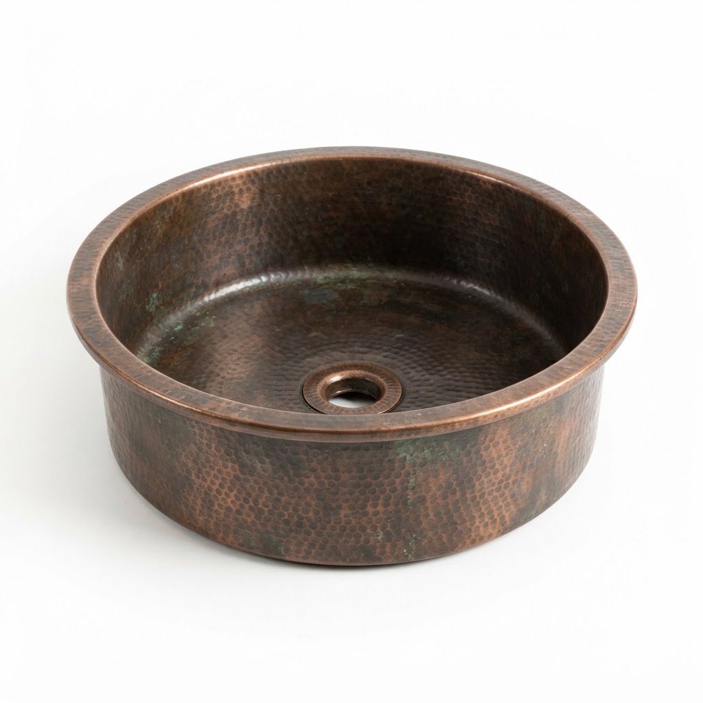 aged copper vessel sink