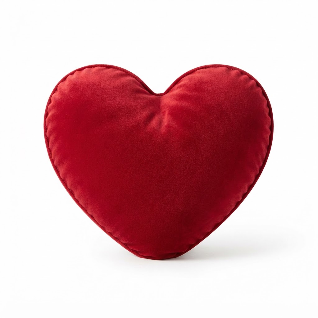 Romantic Red Velvet Heart-Shaped Throw Pillow