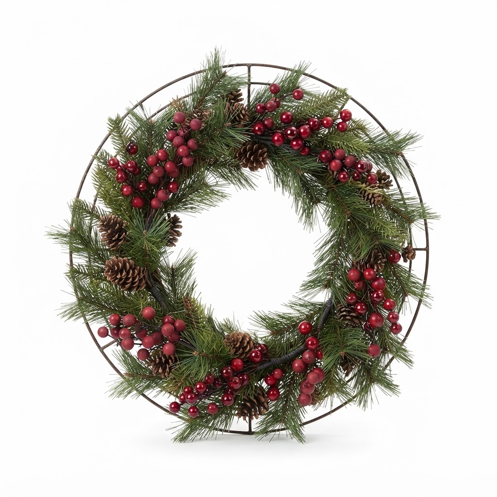 Christmas berry and pine wreath