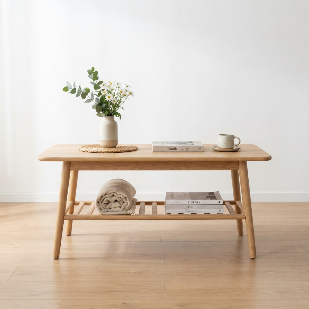 Scandinavian Minimalist Oak Coffee Table