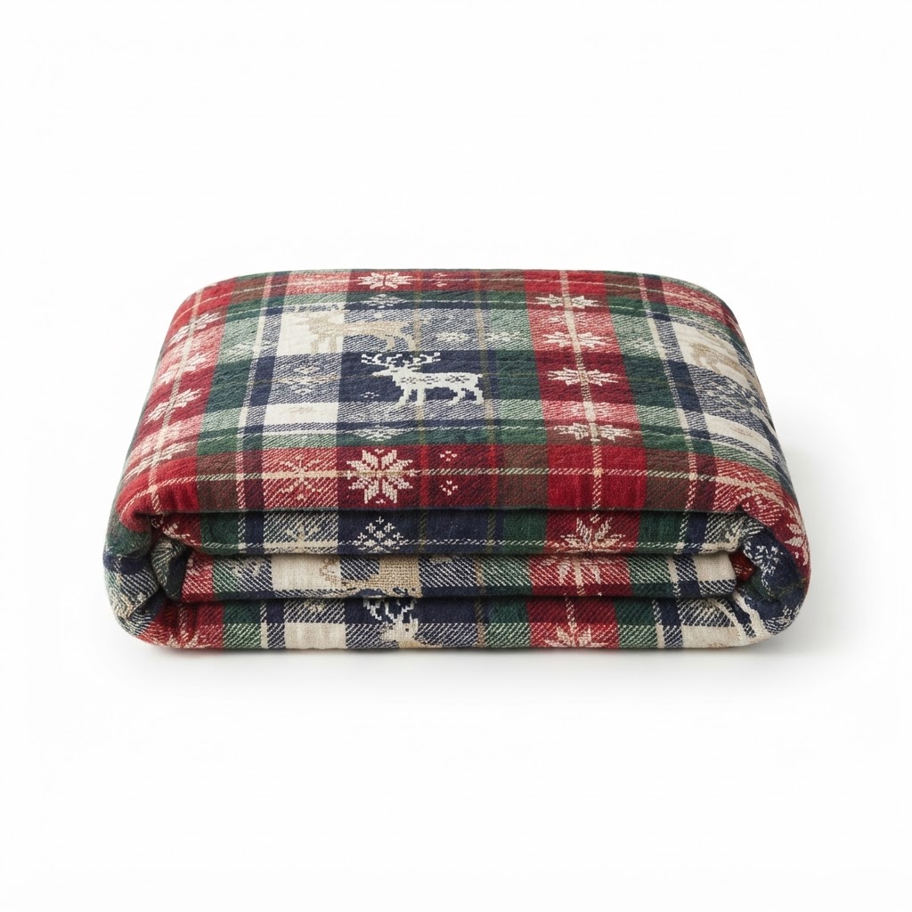 Plaid Reindeer Cotton Quilt