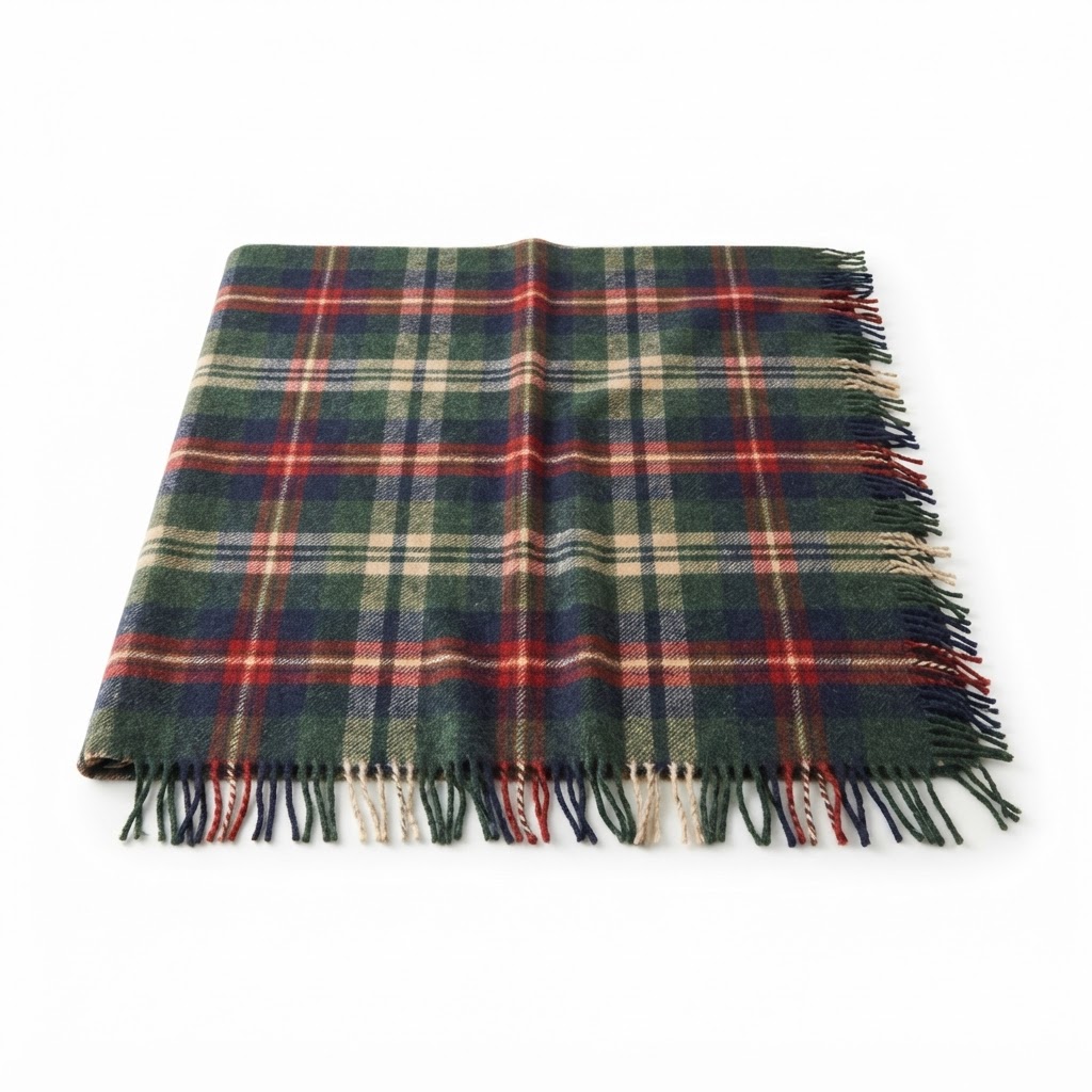 Winter Plaid Wool Throw Blanket