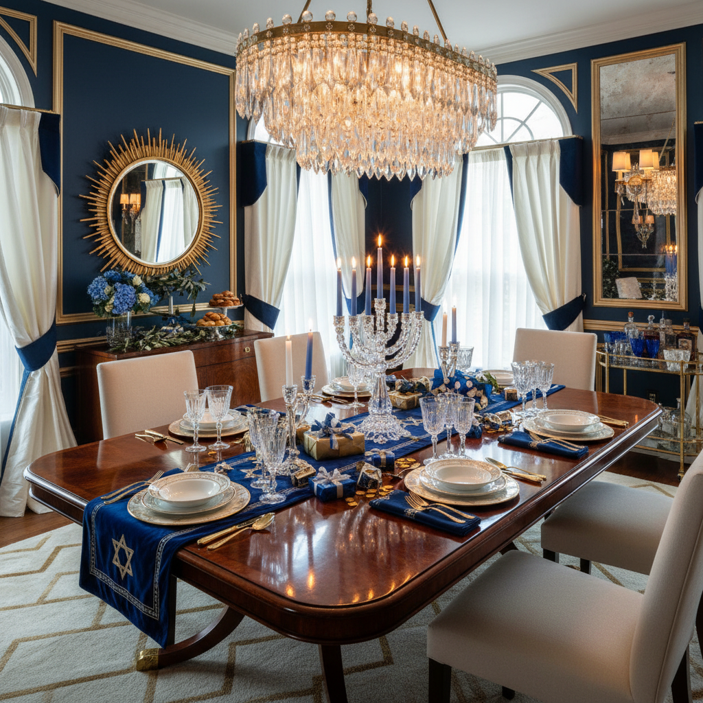 Glam Hanukkah Dining Room