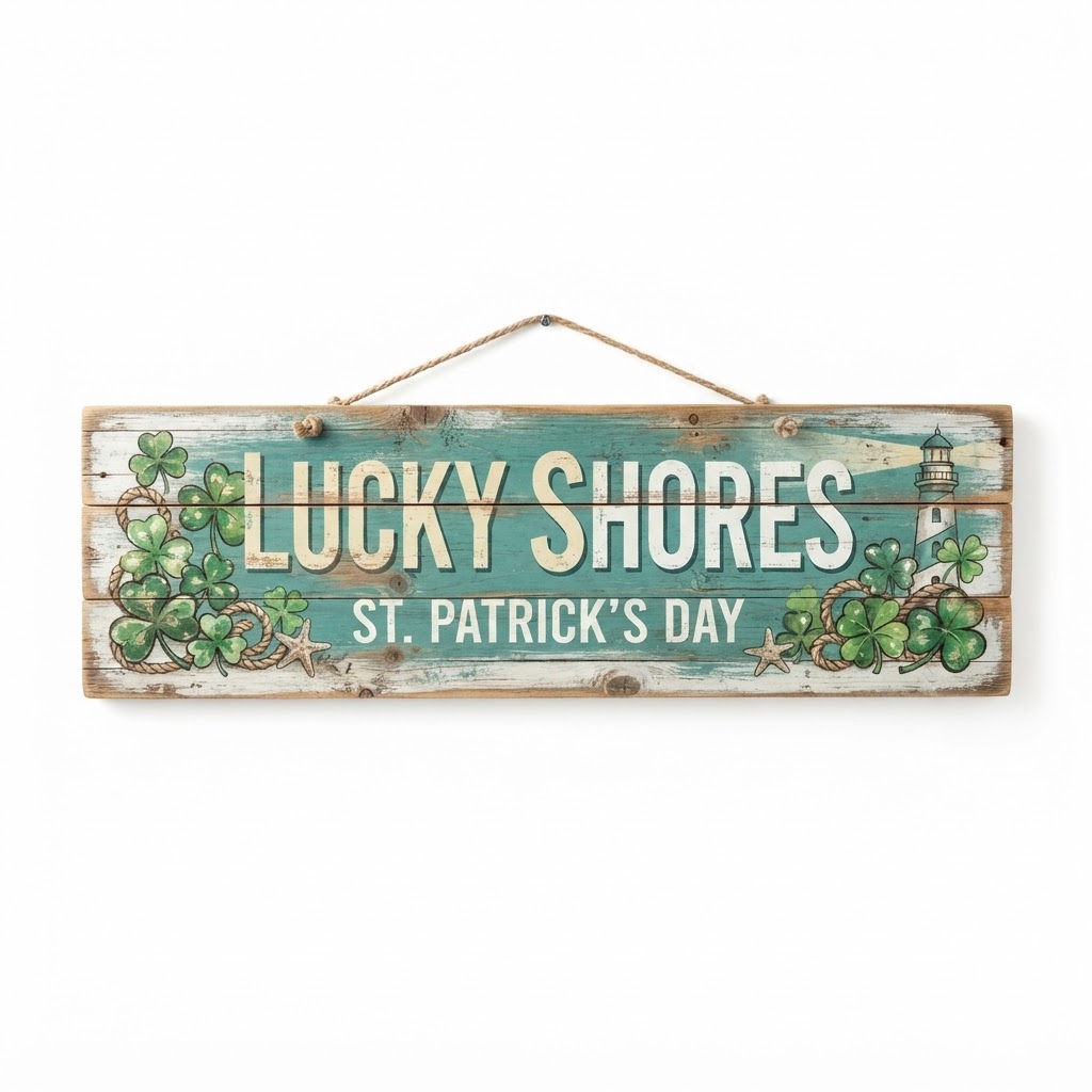 Lucky Shores Wood Wall Sign