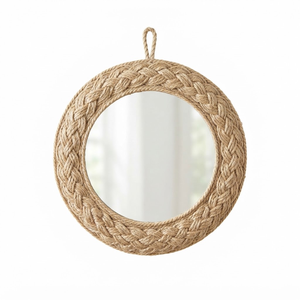 Natural Jute Round Mirror