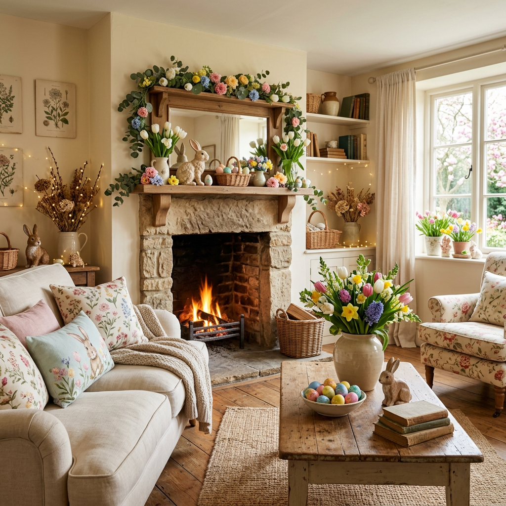 Cottagecore Easter Living Room