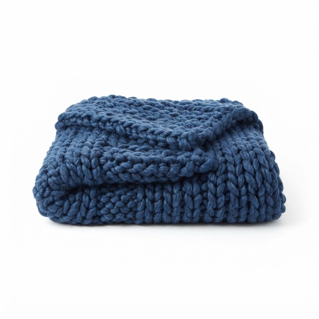 Chunky Knit Blue Throw