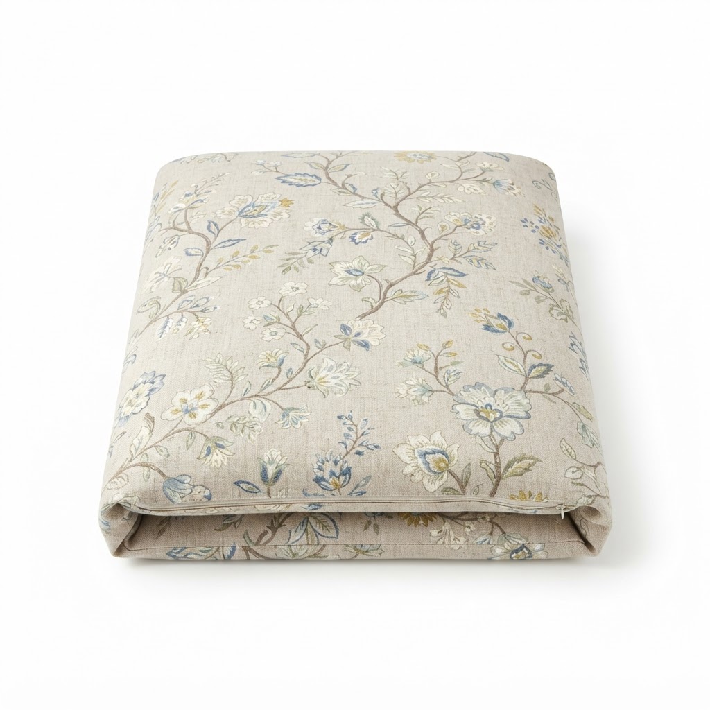 core Floral Beige Linen Duvet Cover