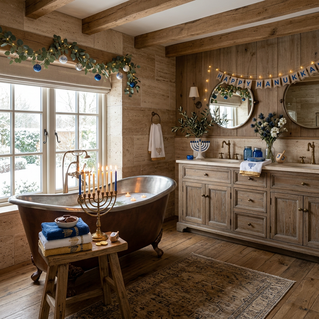 Rustic Hanukkah Master Bathroom