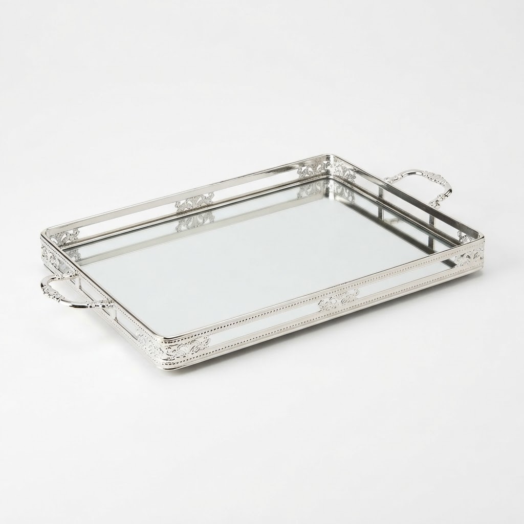 Silver Mirrored Serving Tray