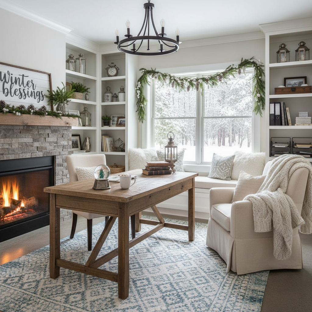 Modern Cottage Winter Home Office
