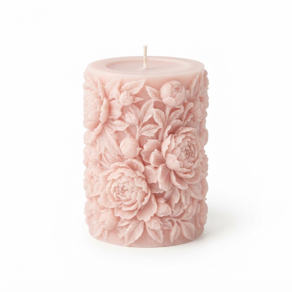 Scented Peony Pillar Candle