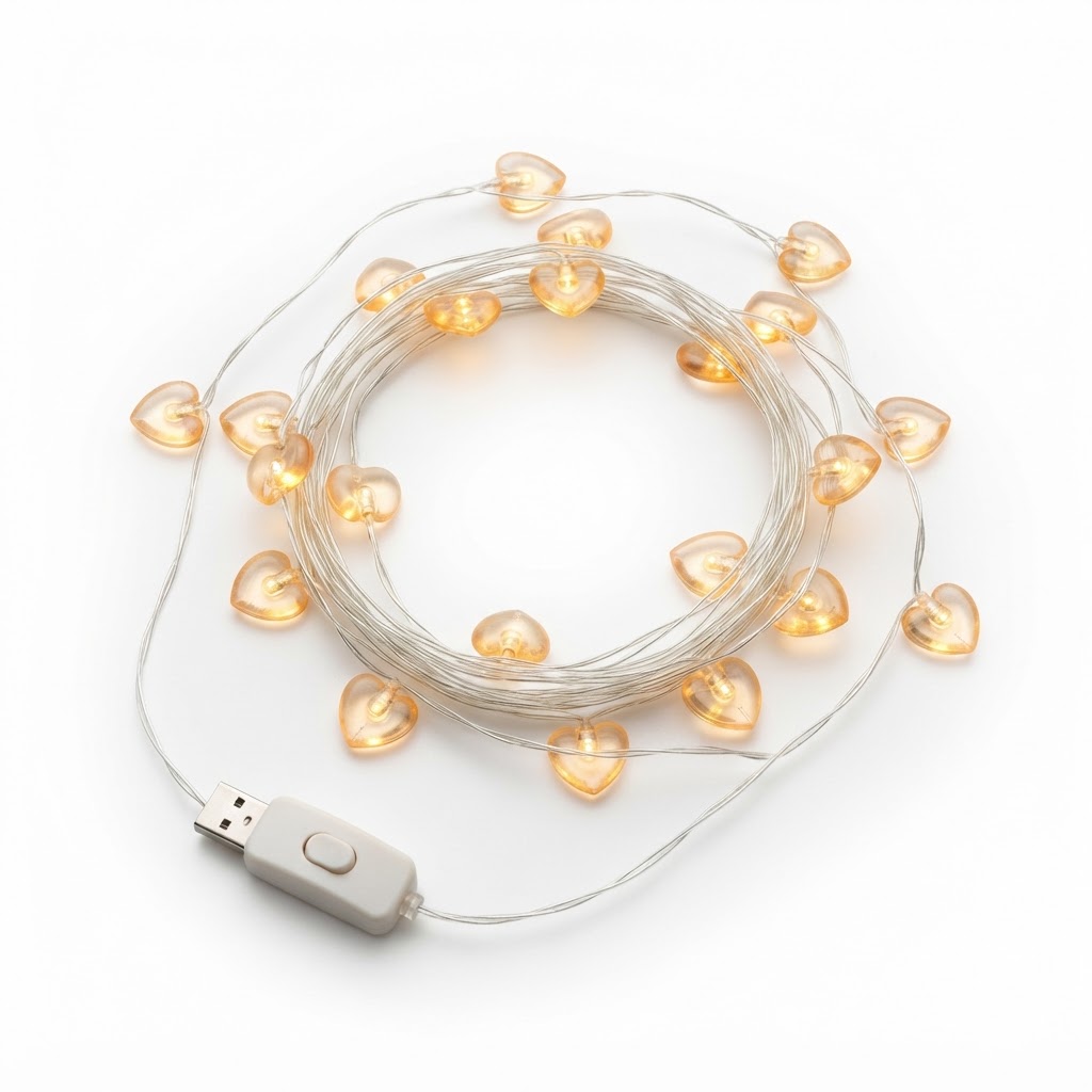 LED Warm White Heart Fairy String Lights