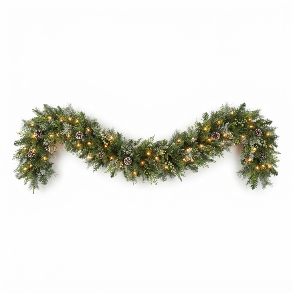 Winter Pre-Lit Garland for Mantel