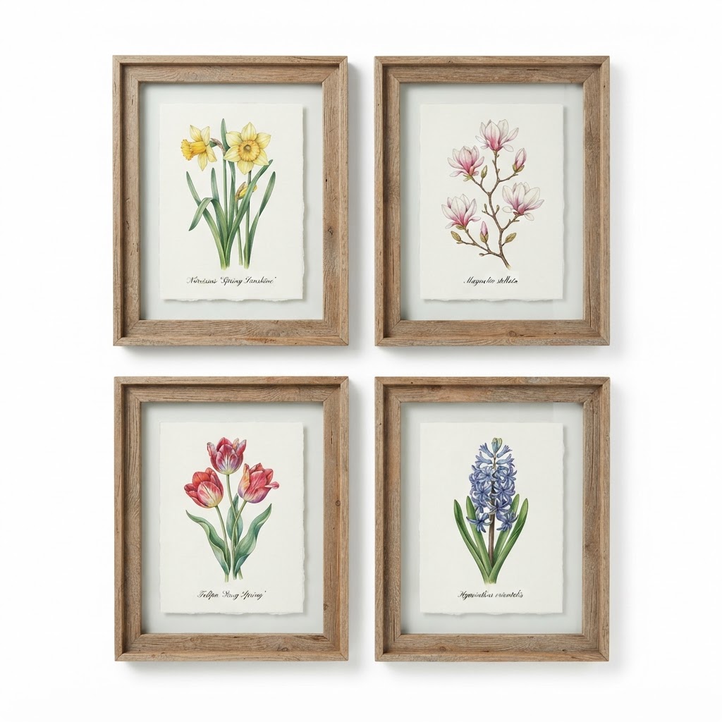 Spring Botanical Illustration Wall Set