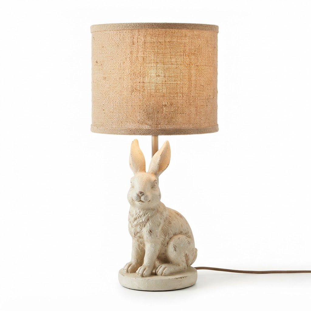 Burlap Shade Bunny Table Lamp