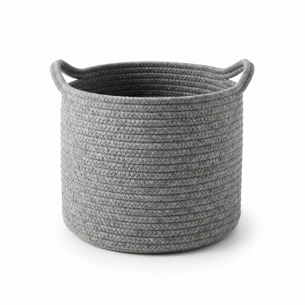 Hand-Woven Gray Storage Basket