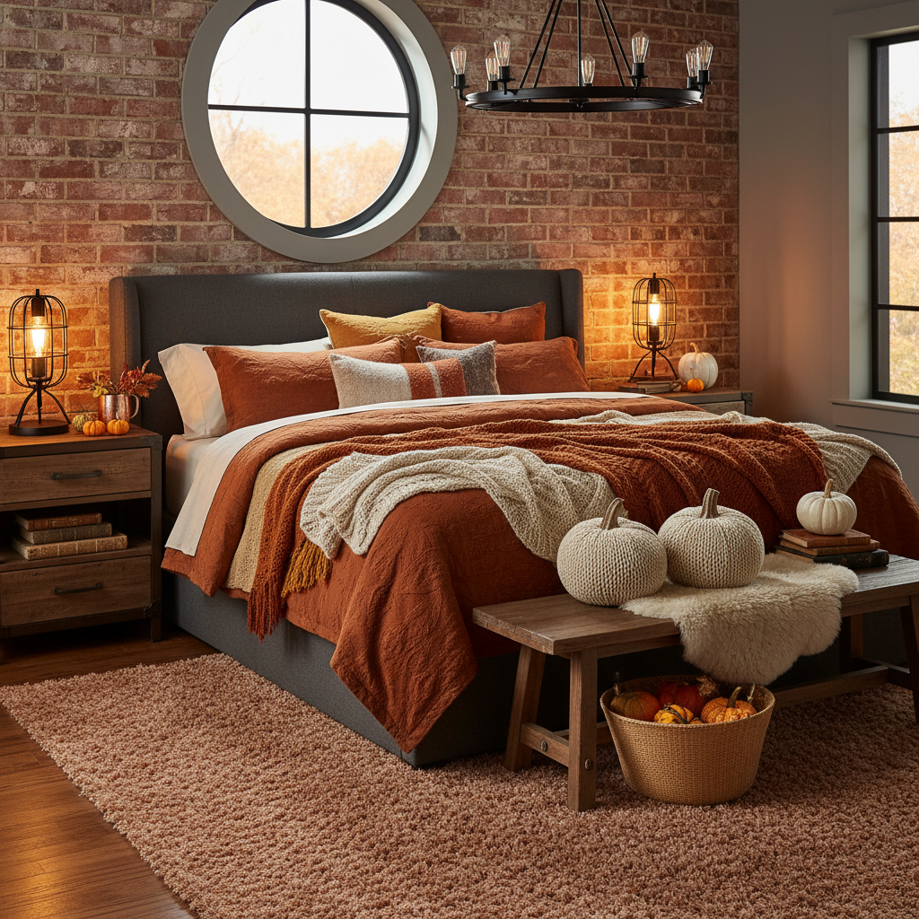 Industrial Fall Master Bedroom
