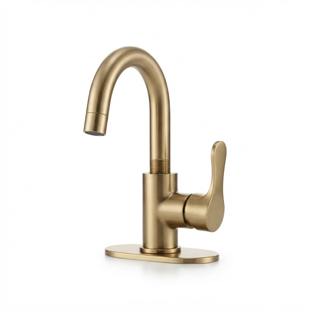 Brushed Brass Bathroom Faucet Set