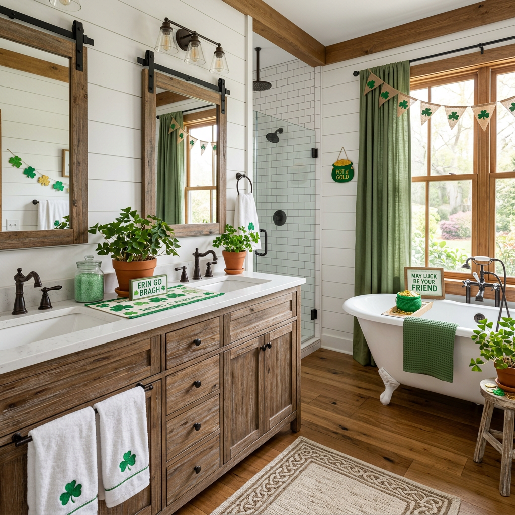 Farmhouse St. Patrick's Day Master Bathroom