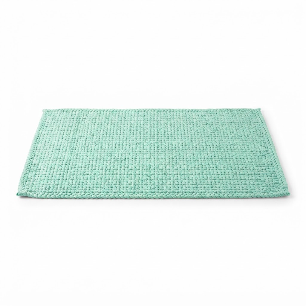 Mint Green Woven Cotton Bath Mat