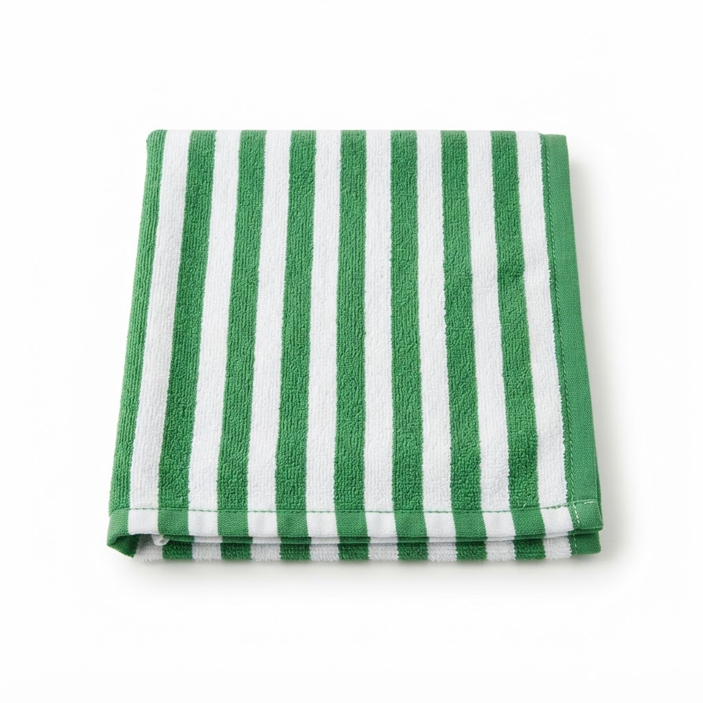 Green Striped Cotton Towels