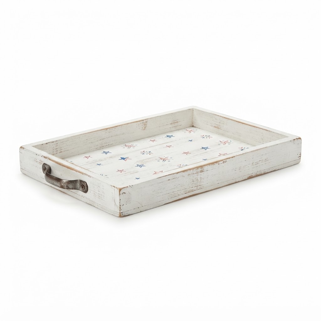 Distressed White Serving Tray