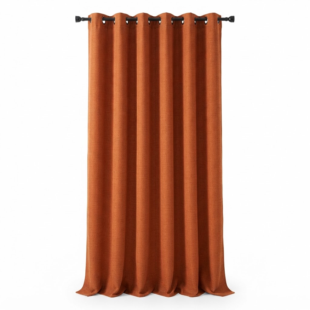 Burnt Orange Textured Blackout Curtains