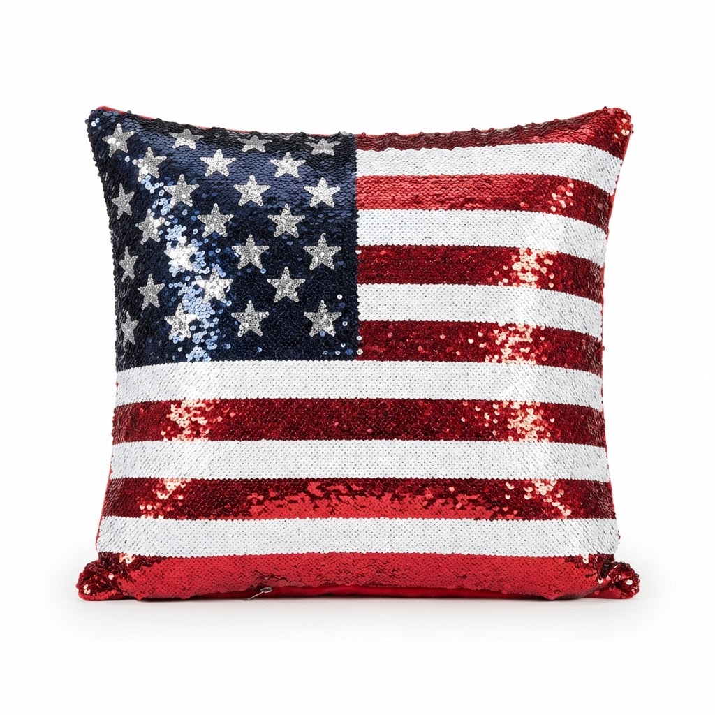 Sequined Patriotic Decorative Pillow