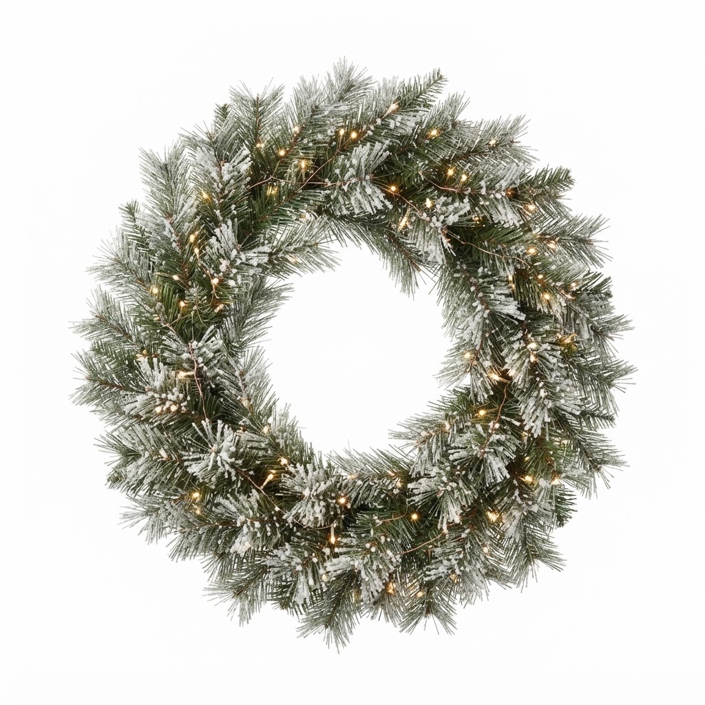 core Pre-Lit Frosted Pine Wreath