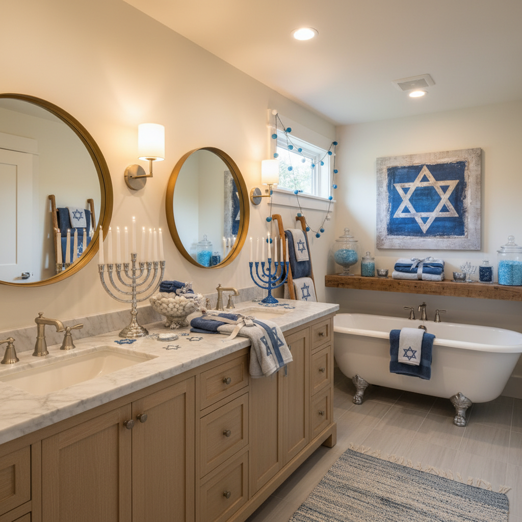 Modern Farmhouse Hanukkah Master Bathroom