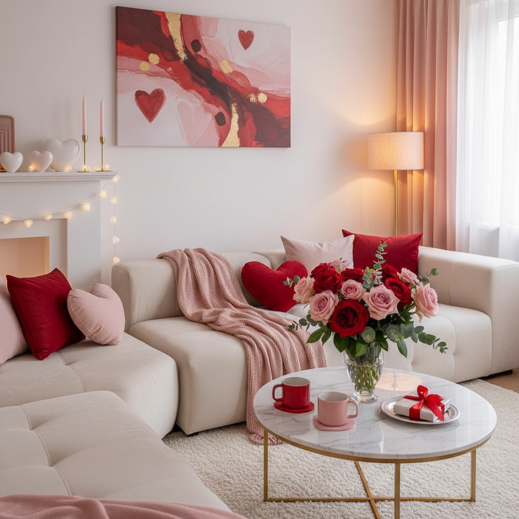 Minimalist Valentine's Day Living Room