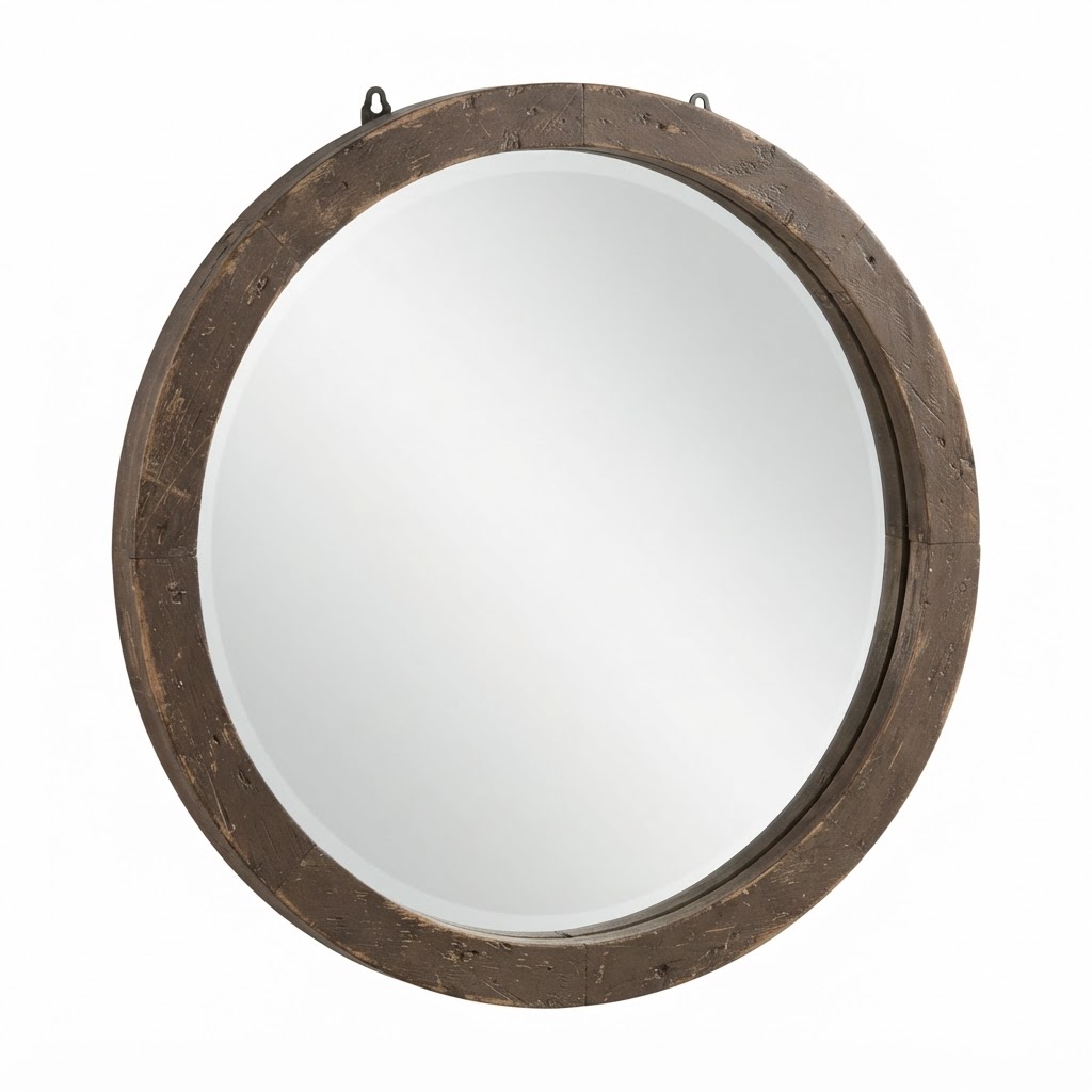 Distressed Round Wall Mirror