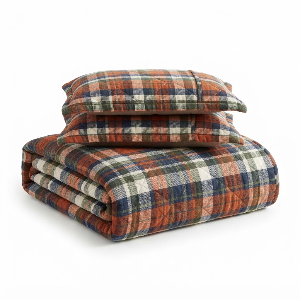 Plaid Cotton Quilt Set