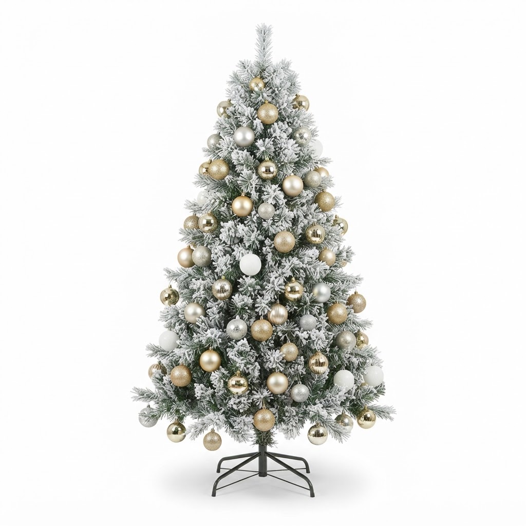 Frosted Christmas Tree with Baubles