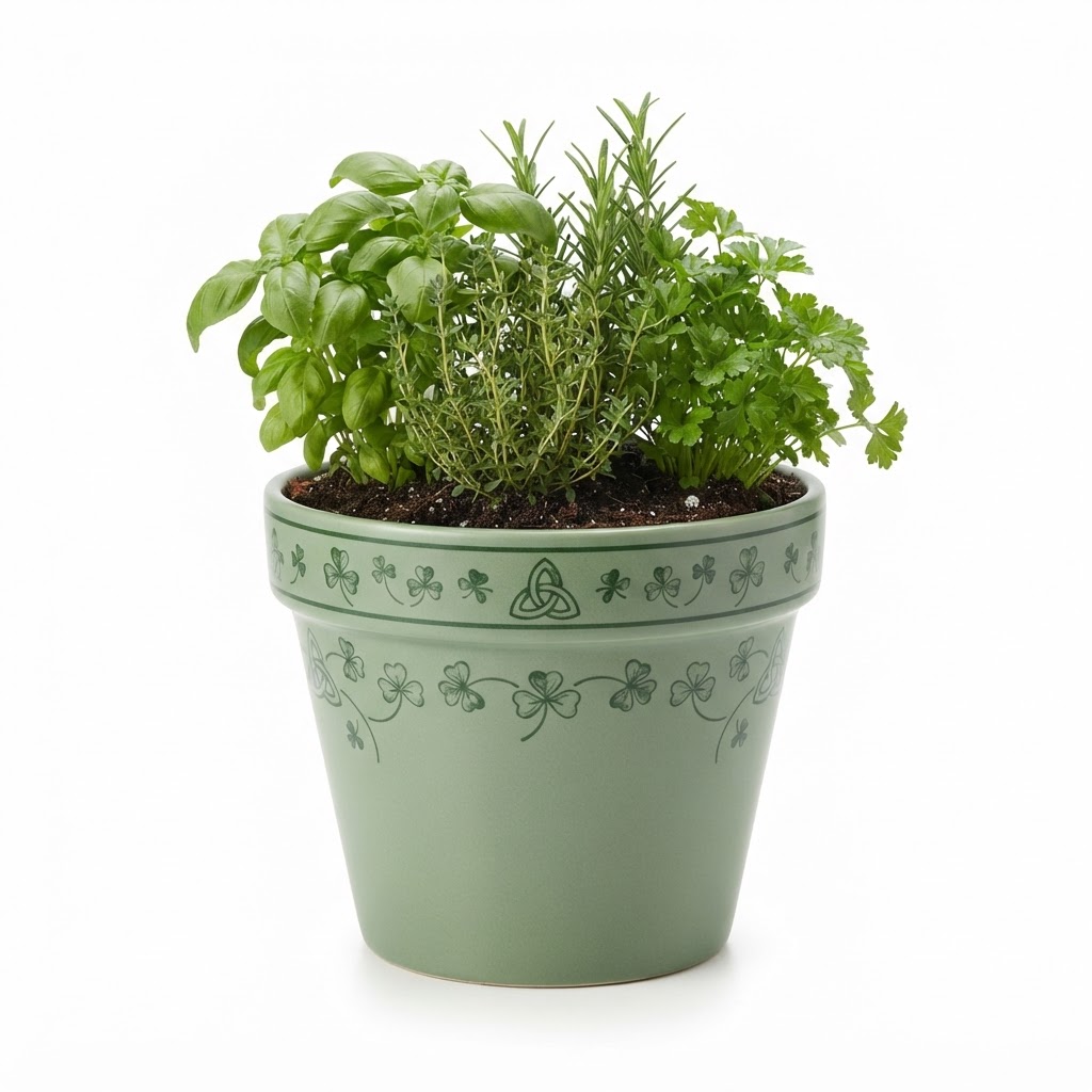 Transitional Sage Green Kitchen Herb Pots