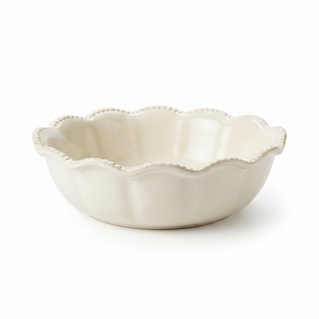 Scalloped Edge Ceramic Serving Bowl