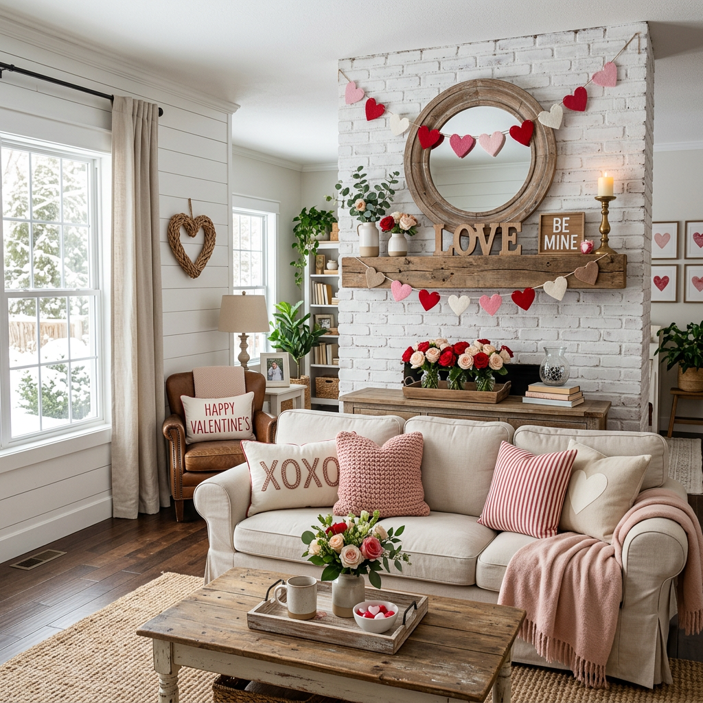 Farmhouse Valentine's Day Living Room