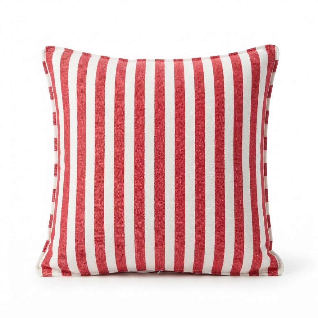 Red and White Striped Throw Pillow