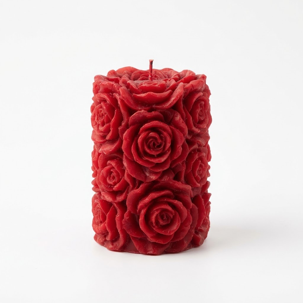 Scented Red Rose Pillar Candle