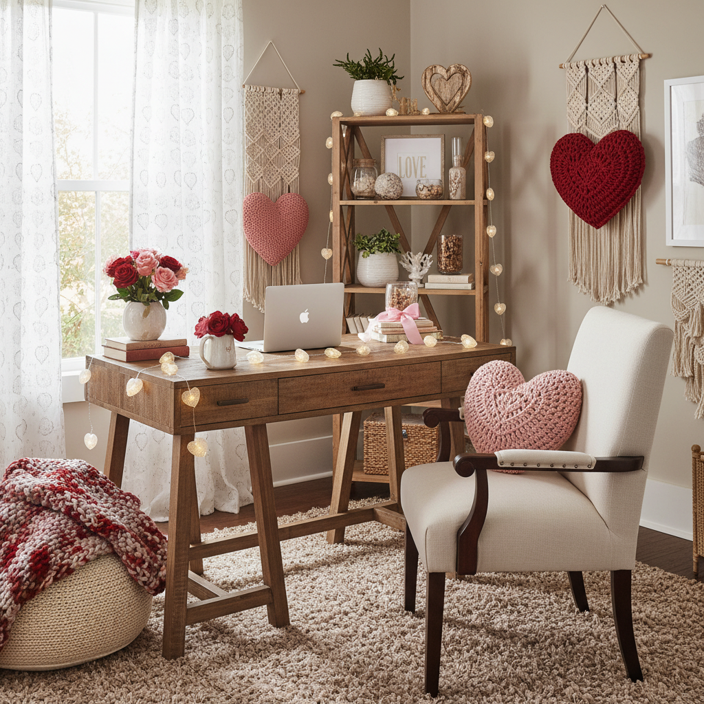 Boho Valentine's Day Home Office