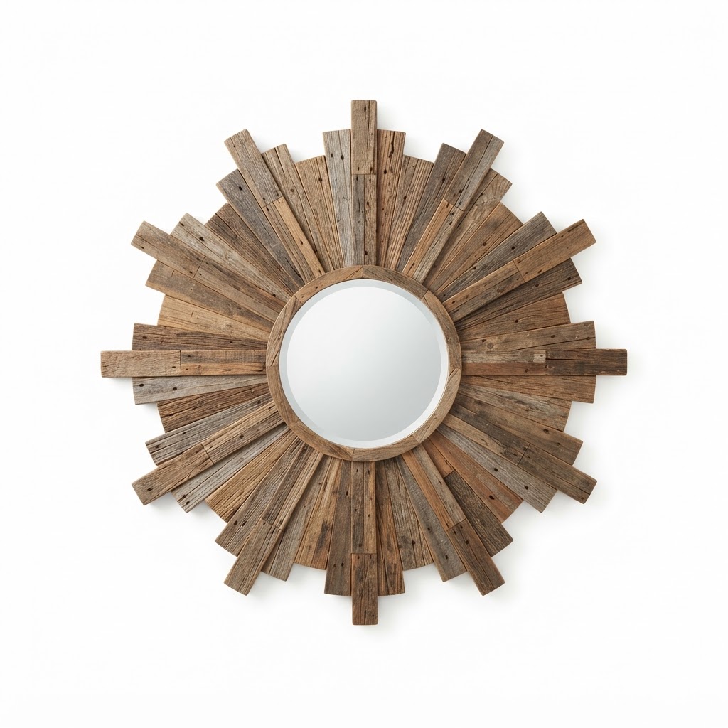 Thanksgiving Sunburst Reclaimed Wood Wall Mirror