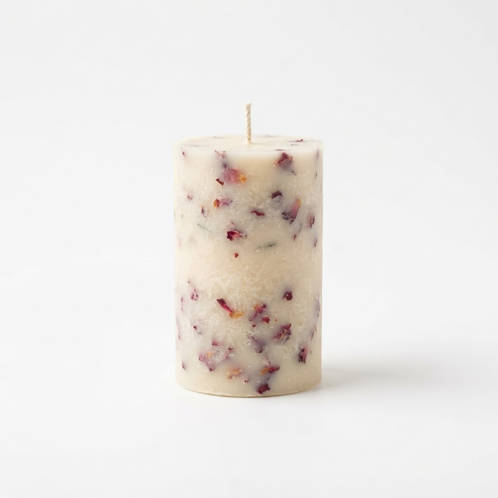 Scented Vanilla and Rose Soy Pillar Candles