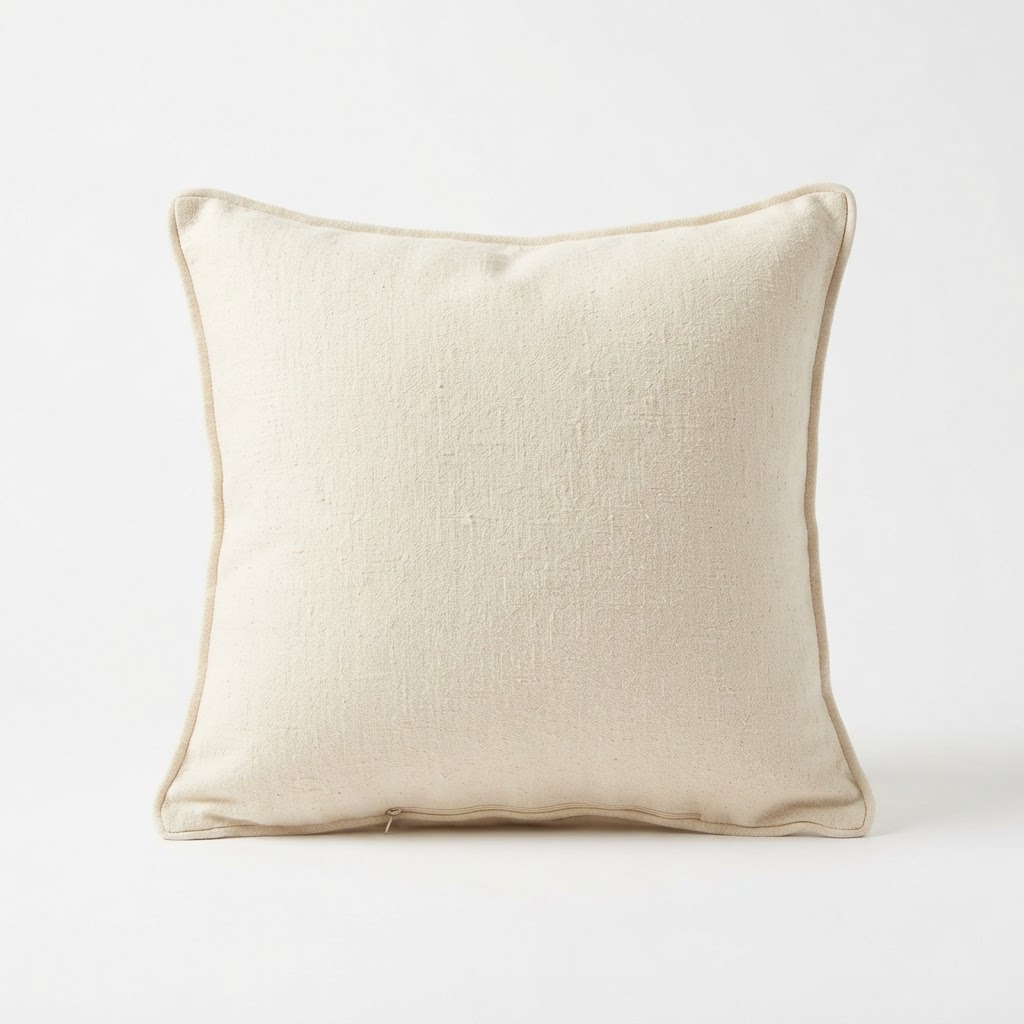 Transitional Cream Linen Decorative Pillow