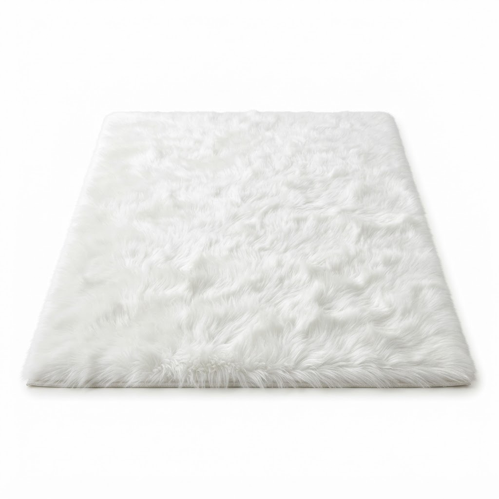 Faux Fur White Area Rug
