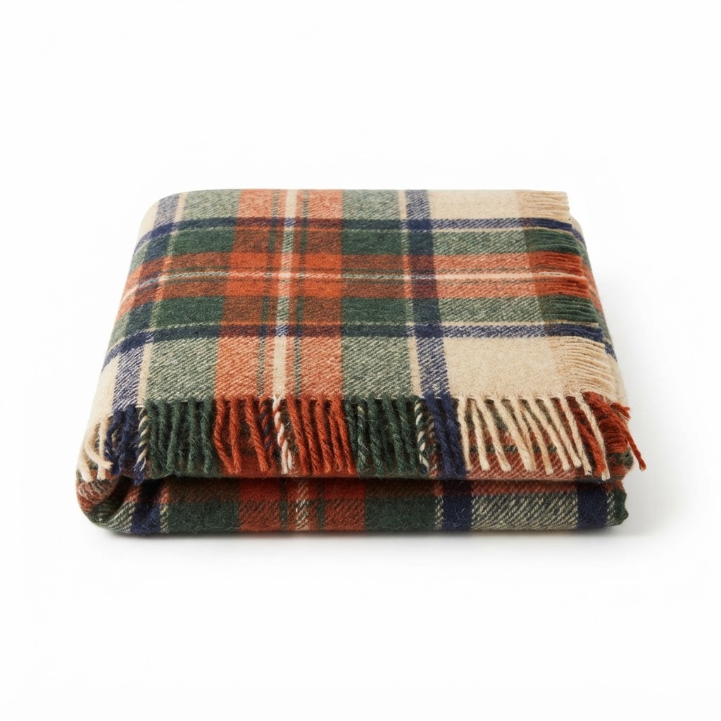 Plaid Wool Throw Blanket