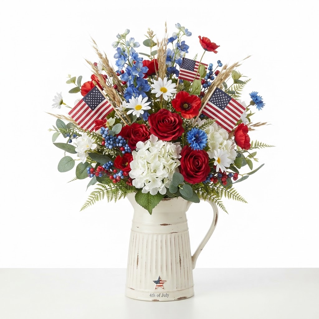 Red White and Blue Patriotic Floral Arrangement