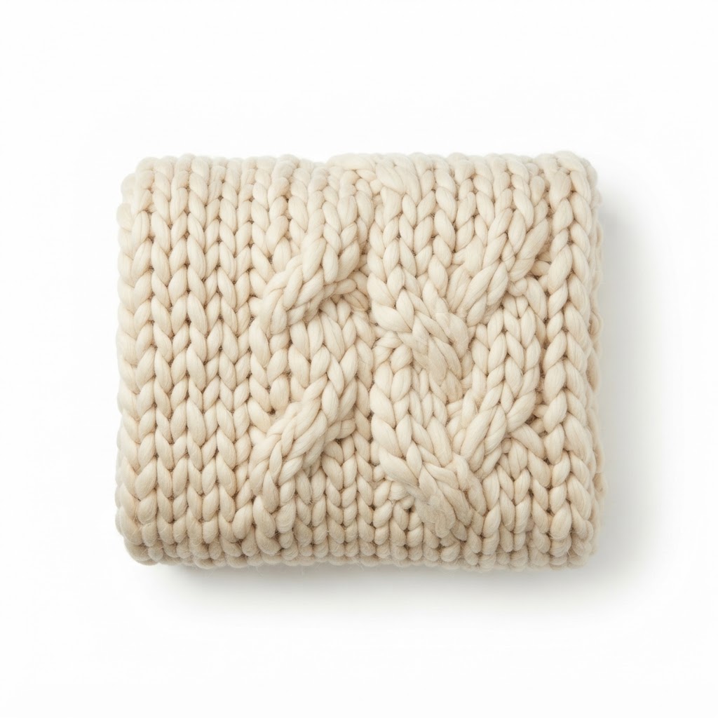 Chunky Knit Cream Throw